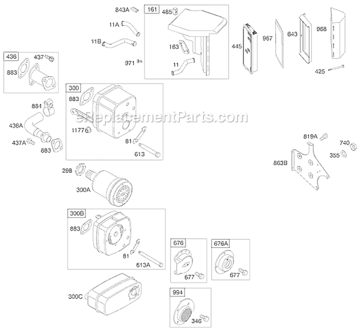 Page A Diagram and Parts List for 19G437-1190-E1  Briggs and Stratton Engine